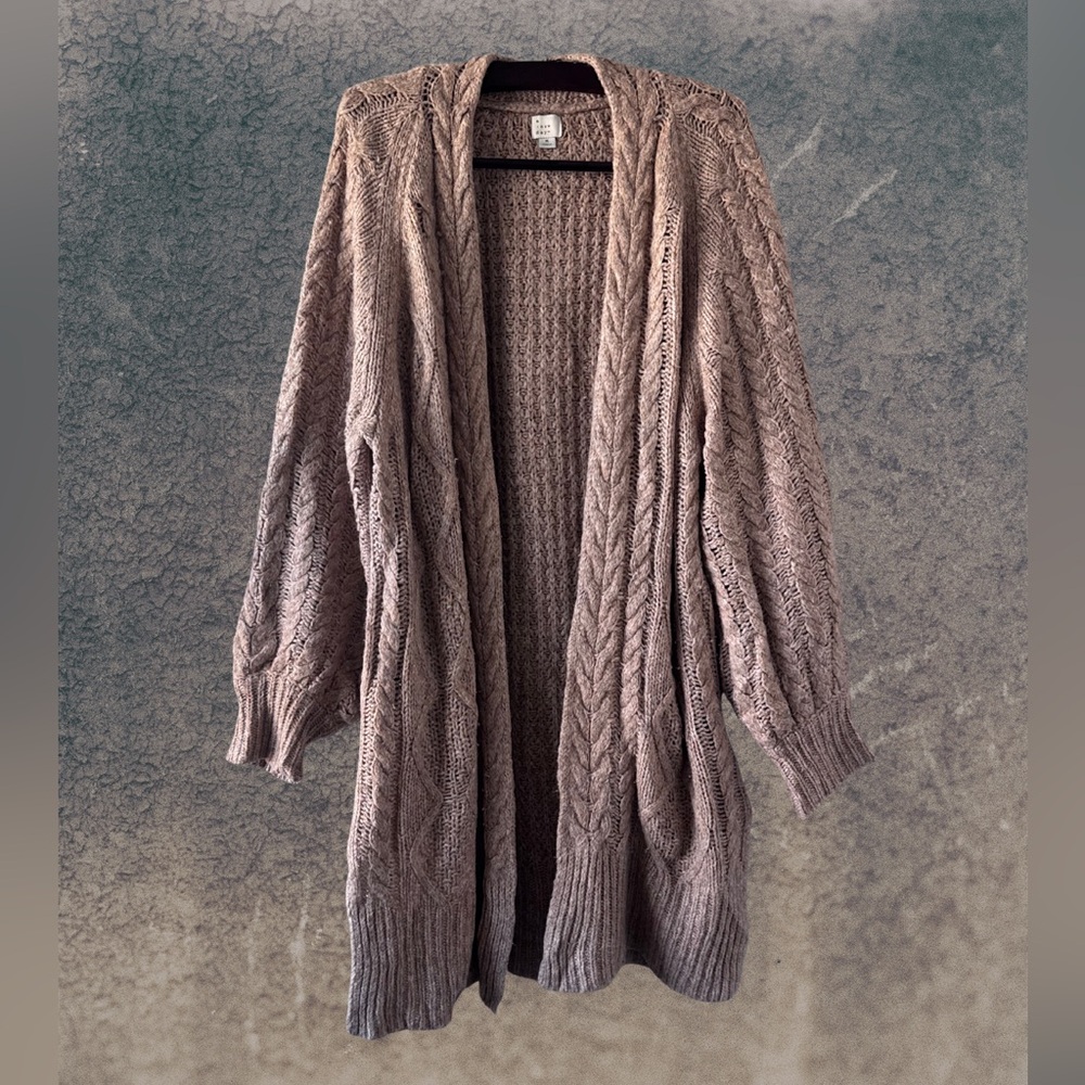 A New Day - Open Front Cardigan - Dusty Blush